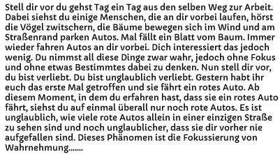 Fokussierung der Wahrnehmung
